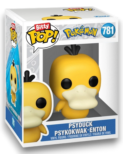 VaultifyUK Funko Bitty Pop! Psyduck vinyl figure in window display box with Pokémon branding