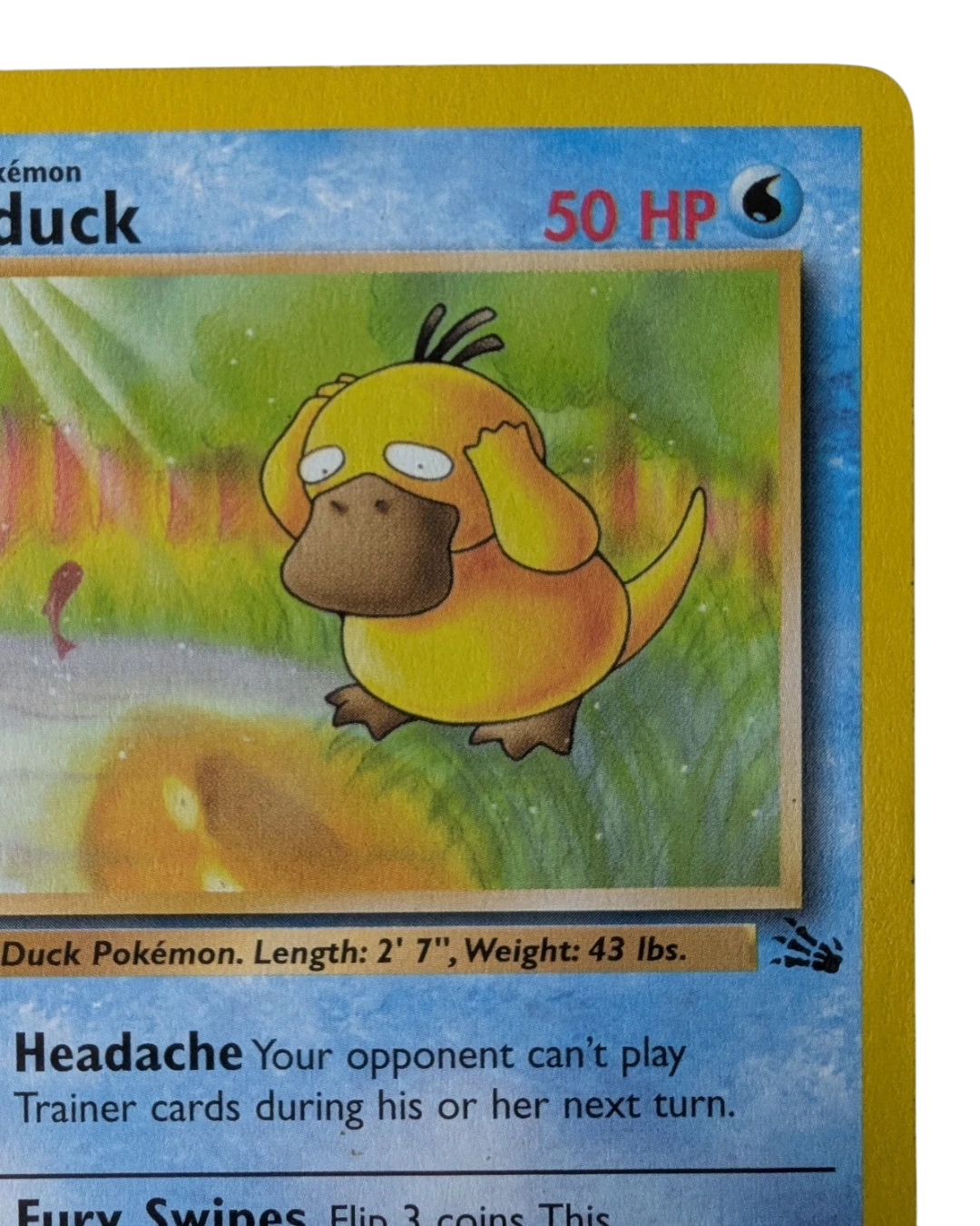 VaultifyUK vintage Psyduck Fossil expansion Pokémon card with 50 HP and water energy symbol