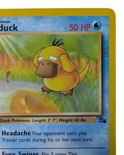 VaultifyUK vintage Psyduck Fossil expansion Pokémon card with 50 HP and water energy symbol