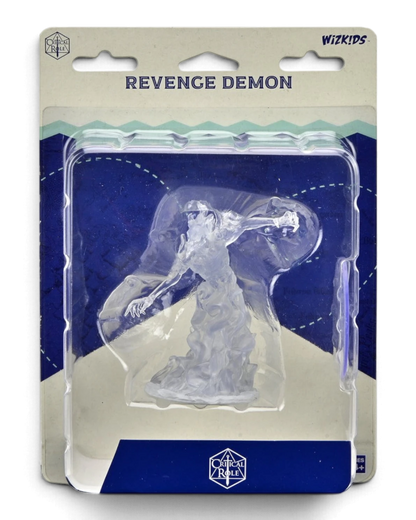 VaultifyUK Critical Role Revenge Demon unpainted translucent miniature in blister packaging
