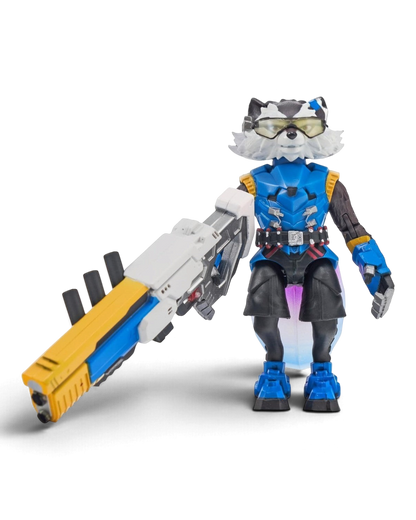 VaultifyUK ZD Toys Marvel Super War Rocket Raccoon 1/10 scale action figure with blue armor and large blaster weapon