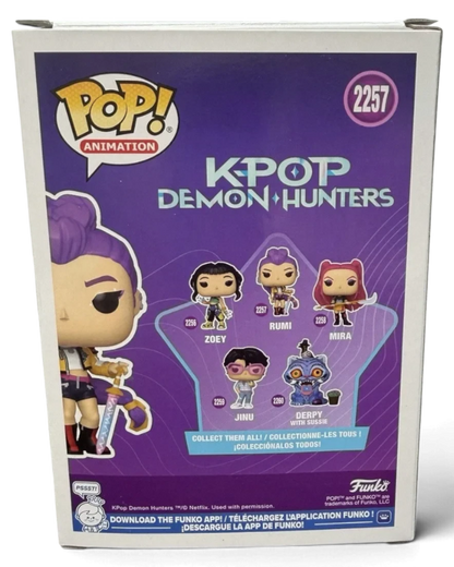 VaultifyUK KPop Demon Hunters Rumi Funko Pop box back showing character collection and branding
