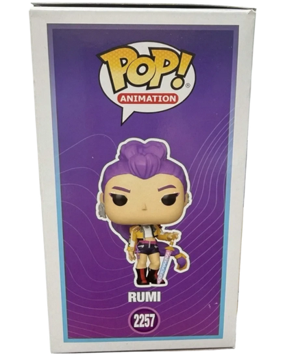 VaultifyUK Rumi #2257 KPop Demon Hunters Funko Pop figure in purple packaging with character illustration