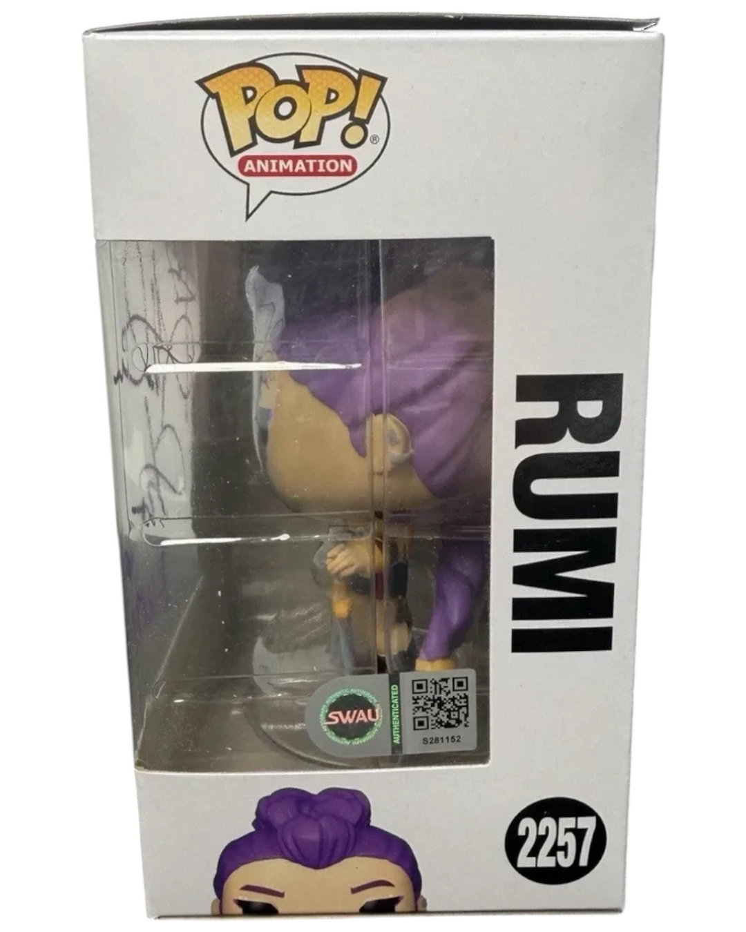 VaultifyUK signed Rumi KPop Demon Hunters Funko Pop 2257 with Arden Cho autograph and SWAU authentication hologram