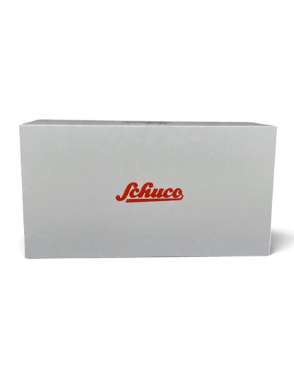VaultifyUK Schuco branded white cardboard display box for a 1:18 scale model car