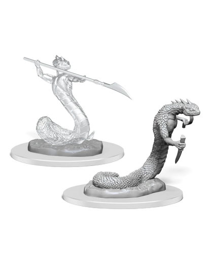 VaultifyUK Critical Role unpainted Serpentfolk and translucent Serpentfolk Ghost miniatures on round bases