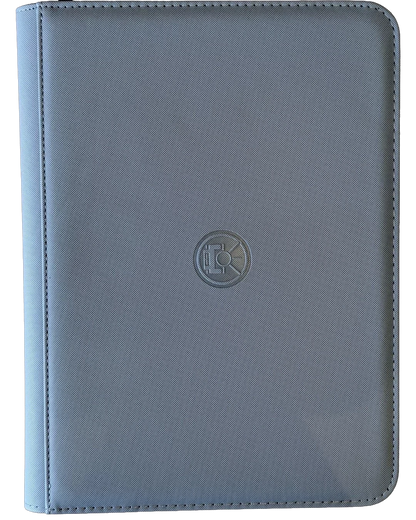 VaultifyUK Shield 9-pocket trading card binder in grey with a durable textured finish and embossed logo.
