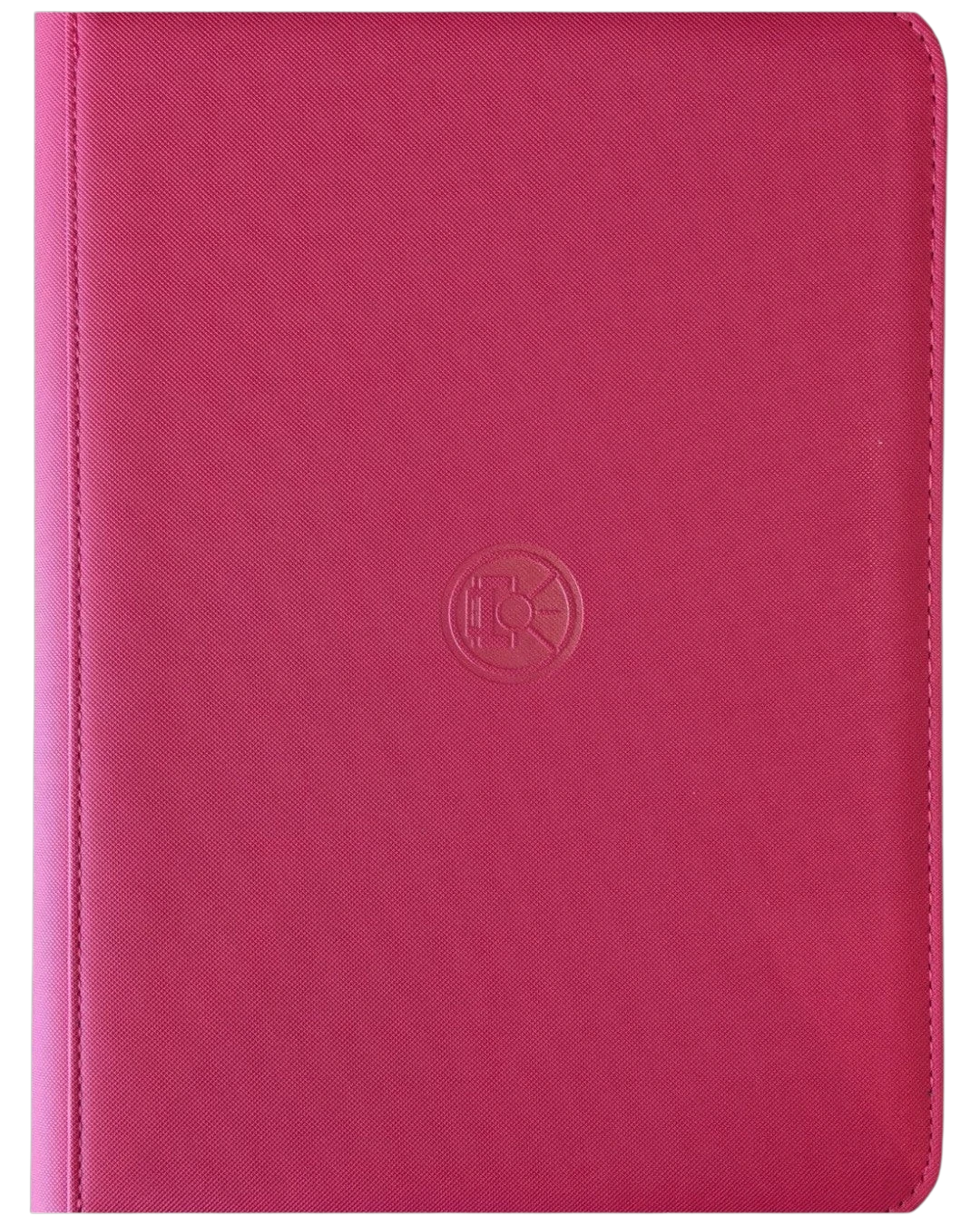 VaultifyUK Shield 9-pocket trading card binder in vibrant pink with a durable, sleek finish and embossed logo.