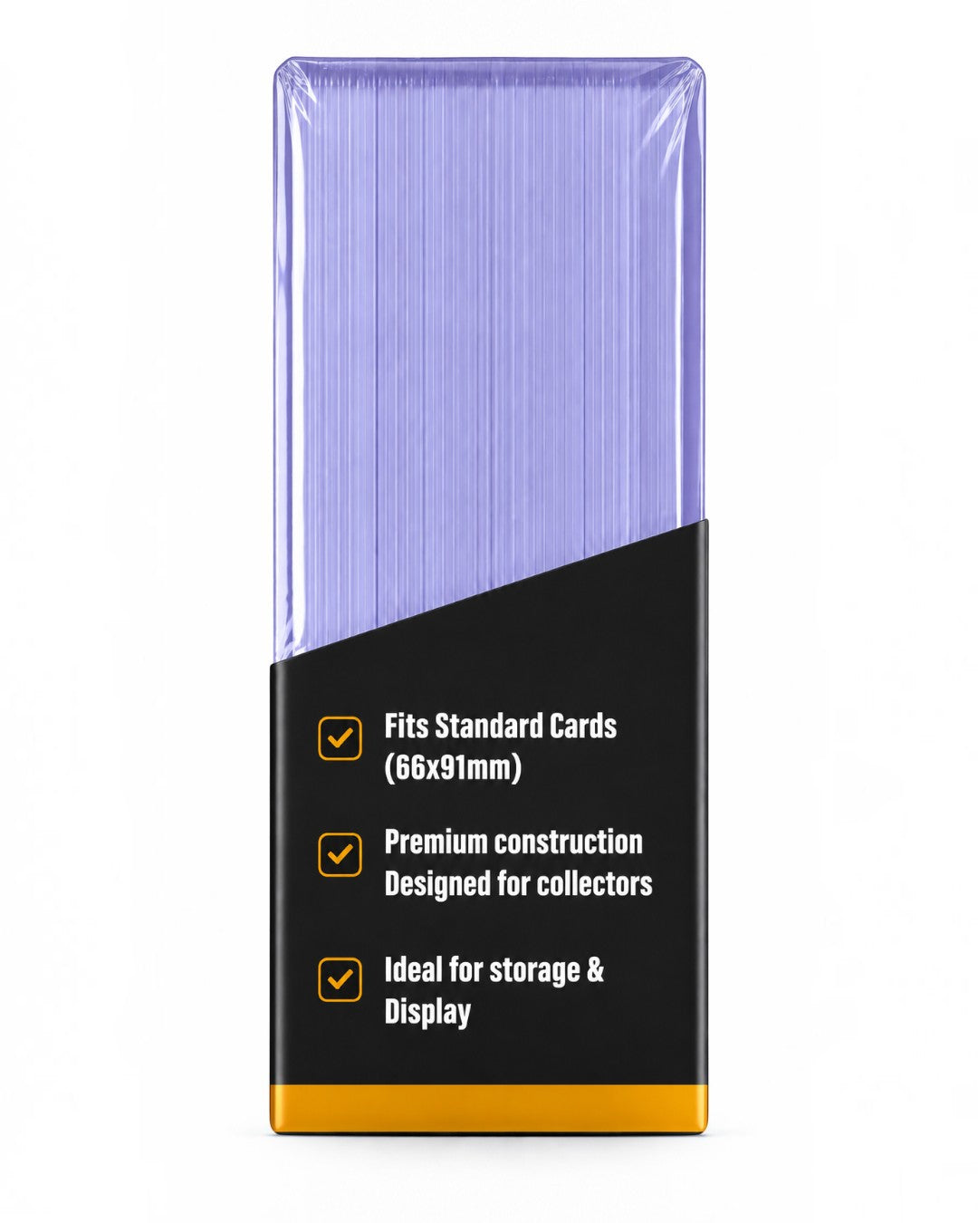 VaultifyUK Shield premium 35PT toploaders in a 25-pack, featuring clear rigid plastic for trading card protection.