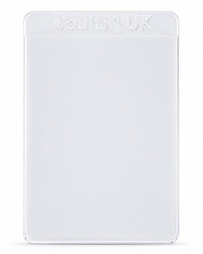 VaultifyUK Shield premium clear semi-rigid card holder for trading card grading and secure storage