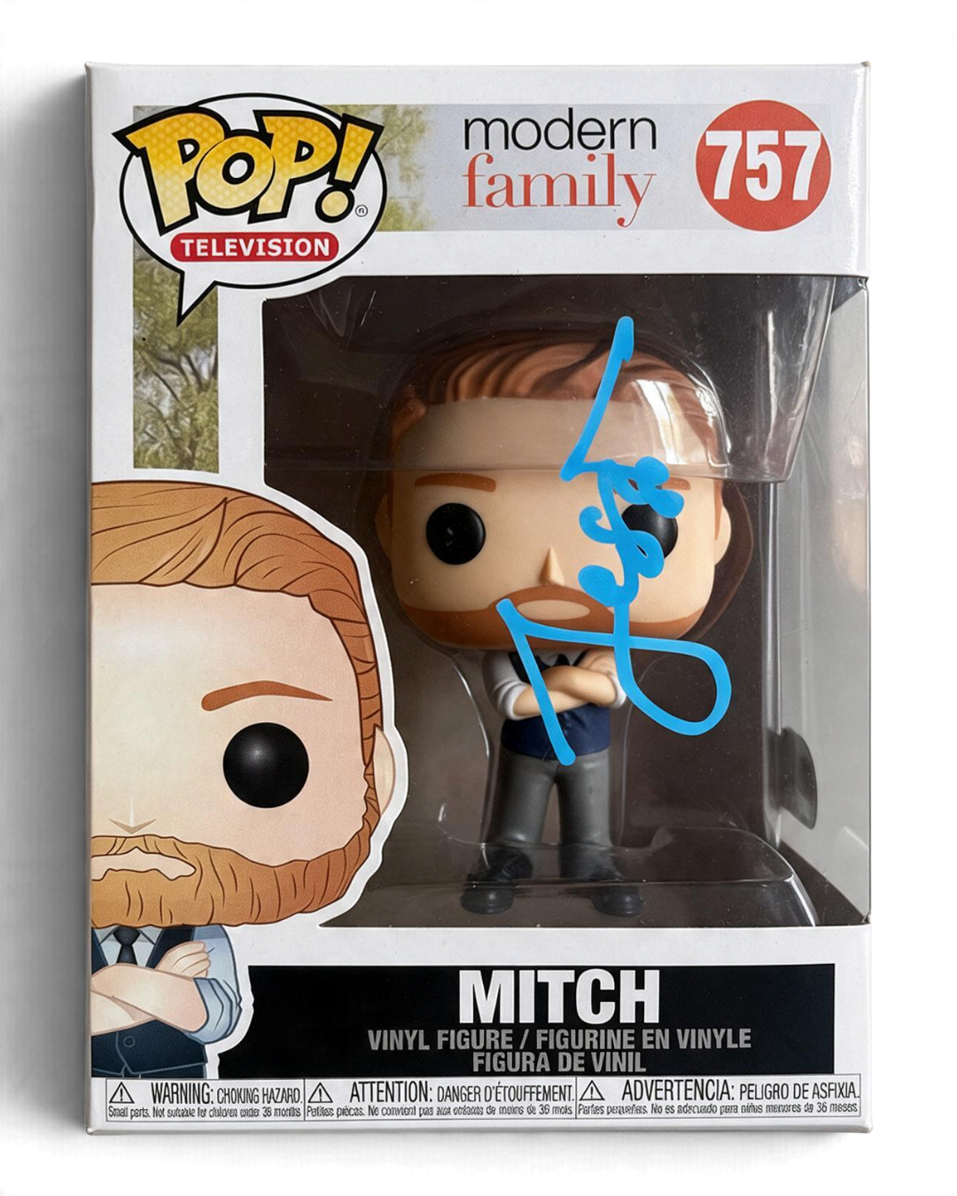 VaultifyUK signed Mitch #757 Modern Family Funko Pop figure with Jesse Tyler Ferguson autograph in blue ink