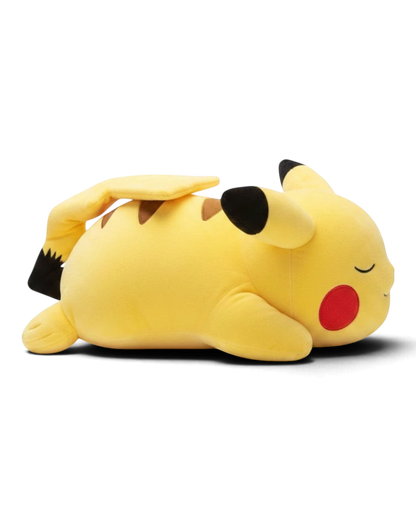 VaultifyUK 18-inch Sleeping Pikachu plush toy in soft yellow fabric with embroidered details and a sleeping pose.