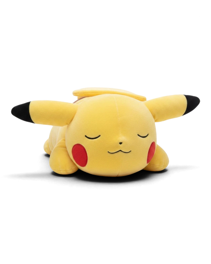 VaultifyUK 18-inch Sleeping Pikachu plush toy with soft yellow fabric, embroidered facial details, and red cheeks.
