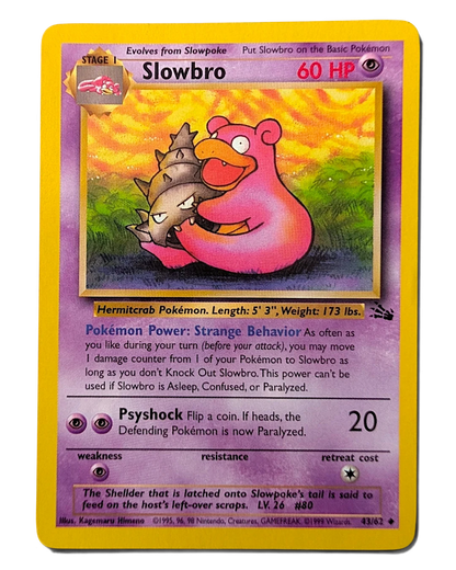 VaultifyUK vintage 1999 Pokémon TCG Fossil Slowbro 43/62 unlimited edition trading card in light play condition