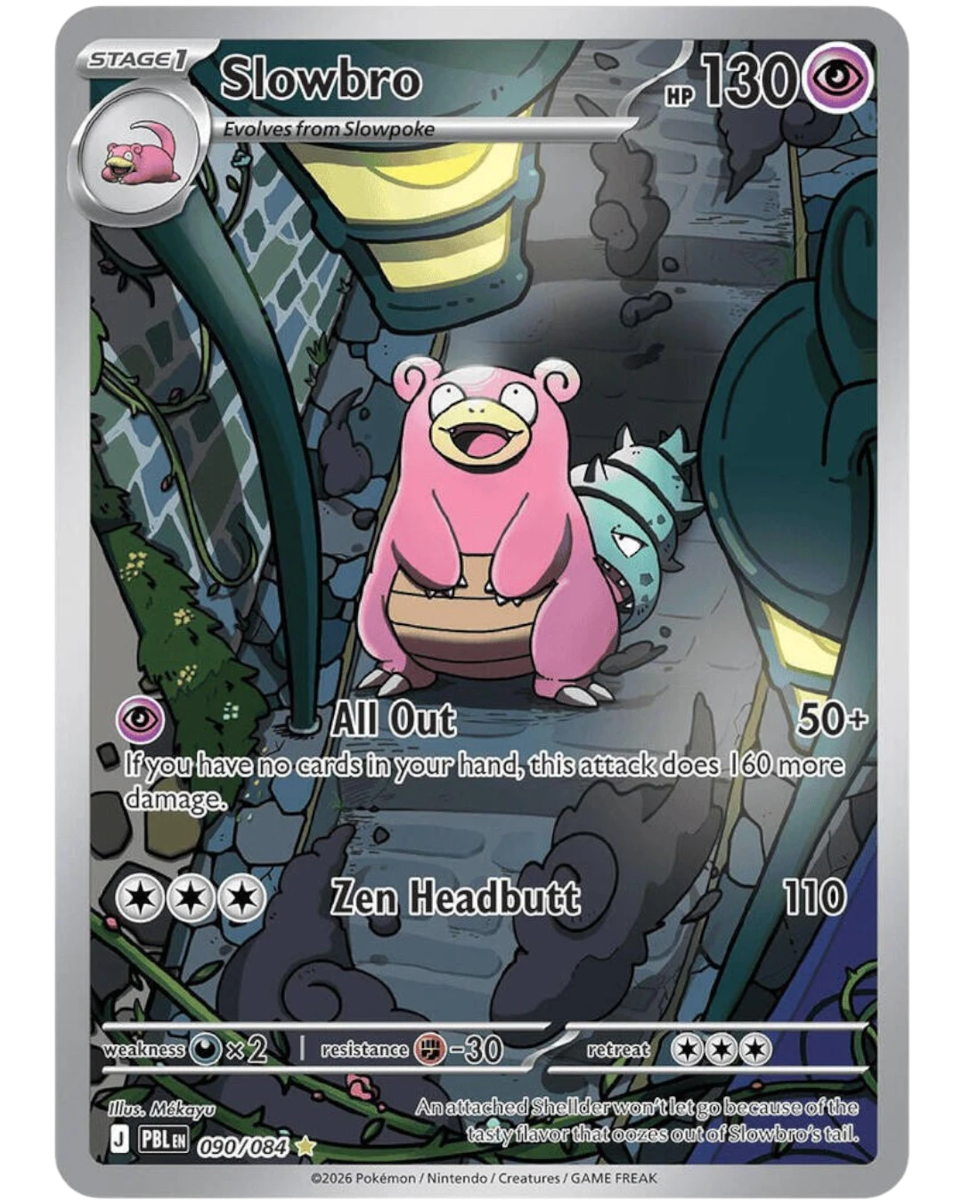 VaultifyUK Pokémon TCG Slowbro 090/084 Illustration Rare card featuring Mékayu's coastal artwork from Pitch Black.