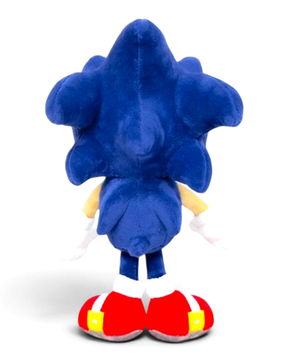 VaultifyUK 45cm Sonic the Hedgehog plush toy seen from the back, featuring blue fur, white gloves, and red shoes.
