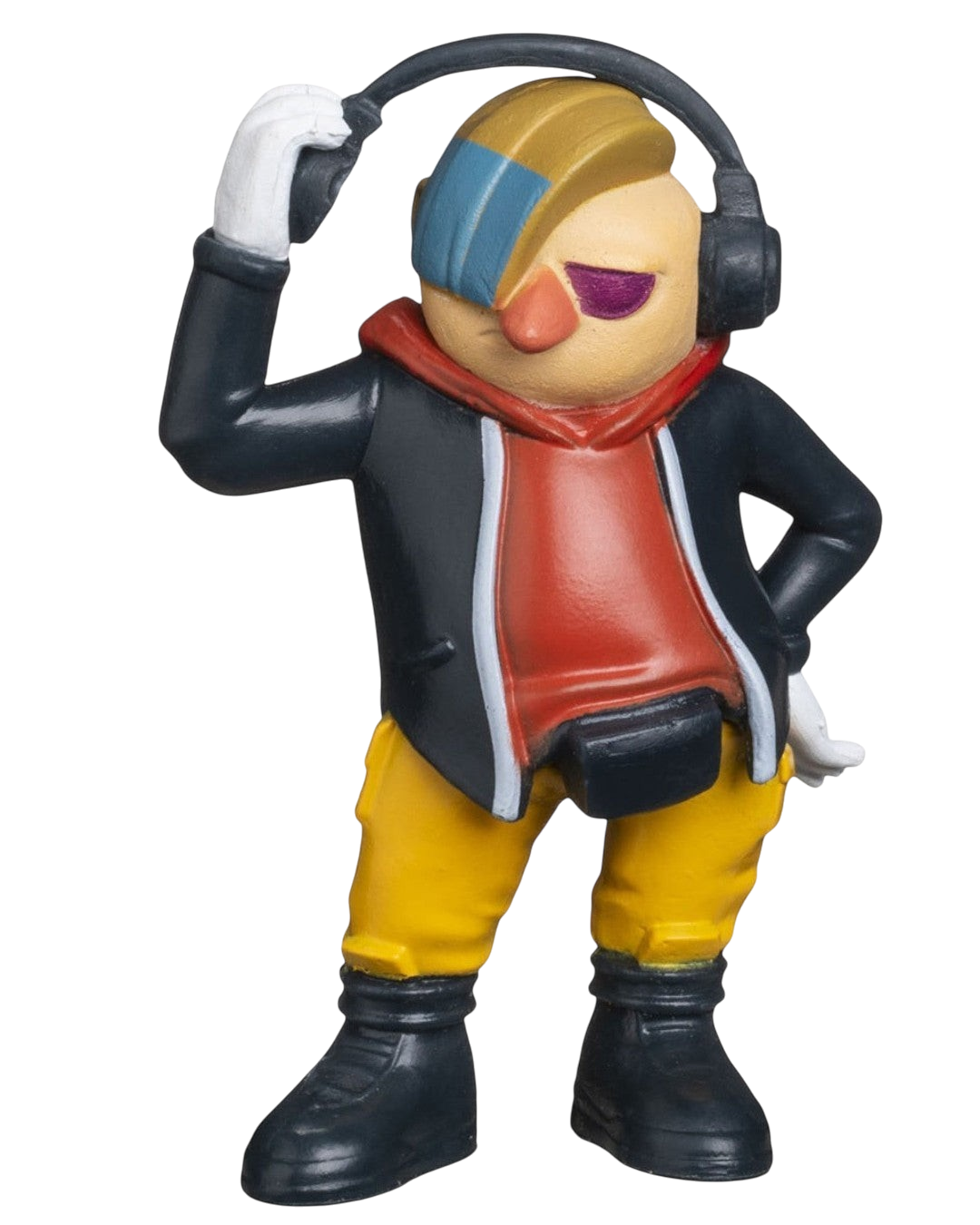 VaultifyUK Sonic Prime Dr Don’t collectable figure wearing headphones, red hoodie, and yellow trousers