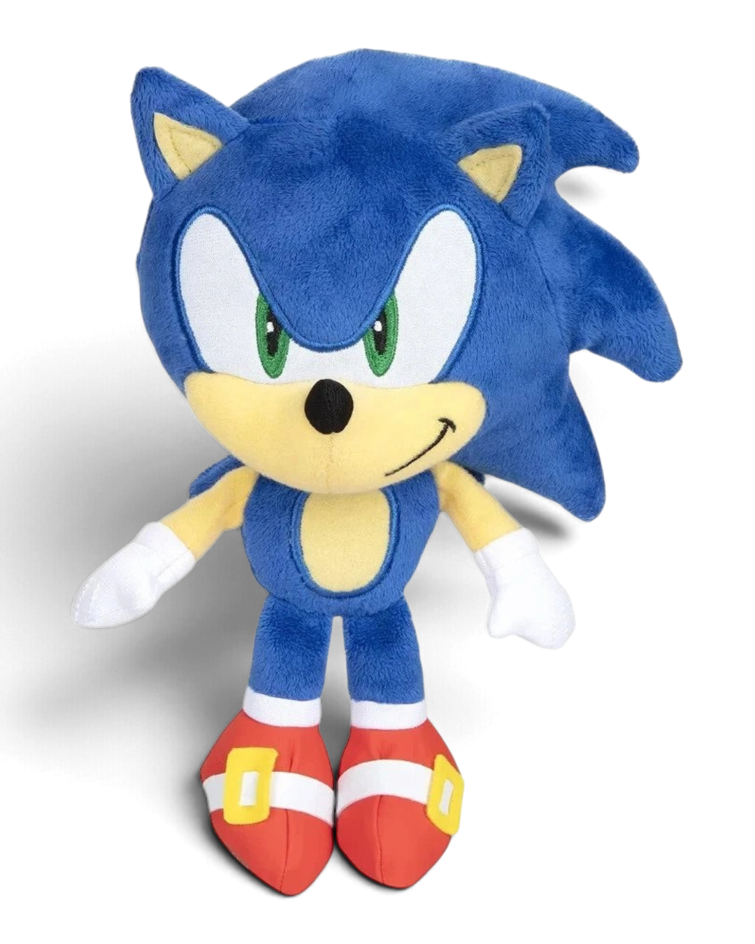 VaultifyUK 9-inch Sonic the Hedgehog plush toy with soft blue fabric, embroidered details, and iconic red sneakers.