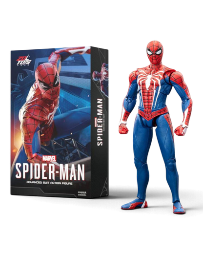 VaultifyUK ZD Toys Spider-Man Advanced Suit 1/10 scale action figure with display box and detailed red and blue suit.