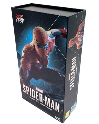 VaultifyUK ZD Toys Marvel Spider-Man Velocity Suit action figure in its branded collector display box.