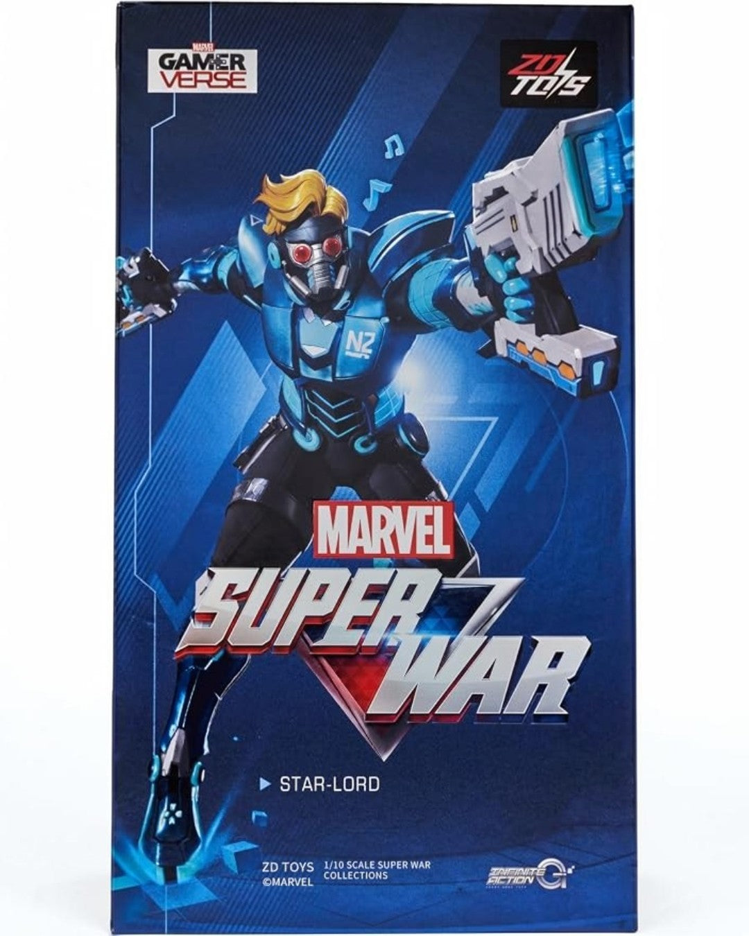 VaultifyUK ZD Toys Marvel Super War Star-Lord 1/10 scale action figure in futuristic blue and black armour