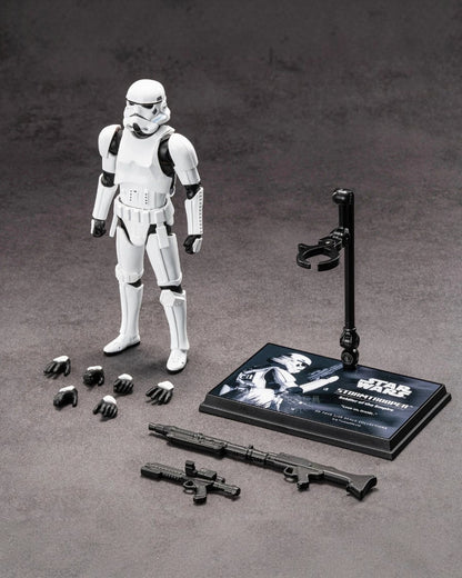 VaultifyUK ZD Toys 1/10 scale Star Wars Stormtrooper action figure with white armour, display base, and accessories.