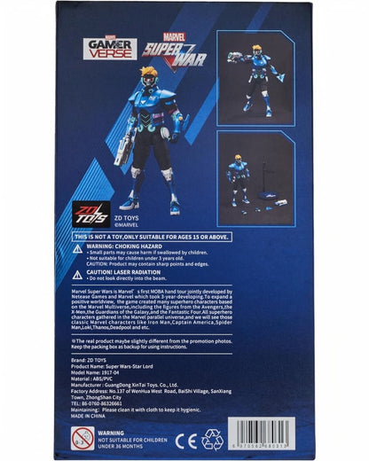 VaultifyUK ZD Toys Marvel Super War Star-Lord 1/10 scale action figure packaging back view with product details