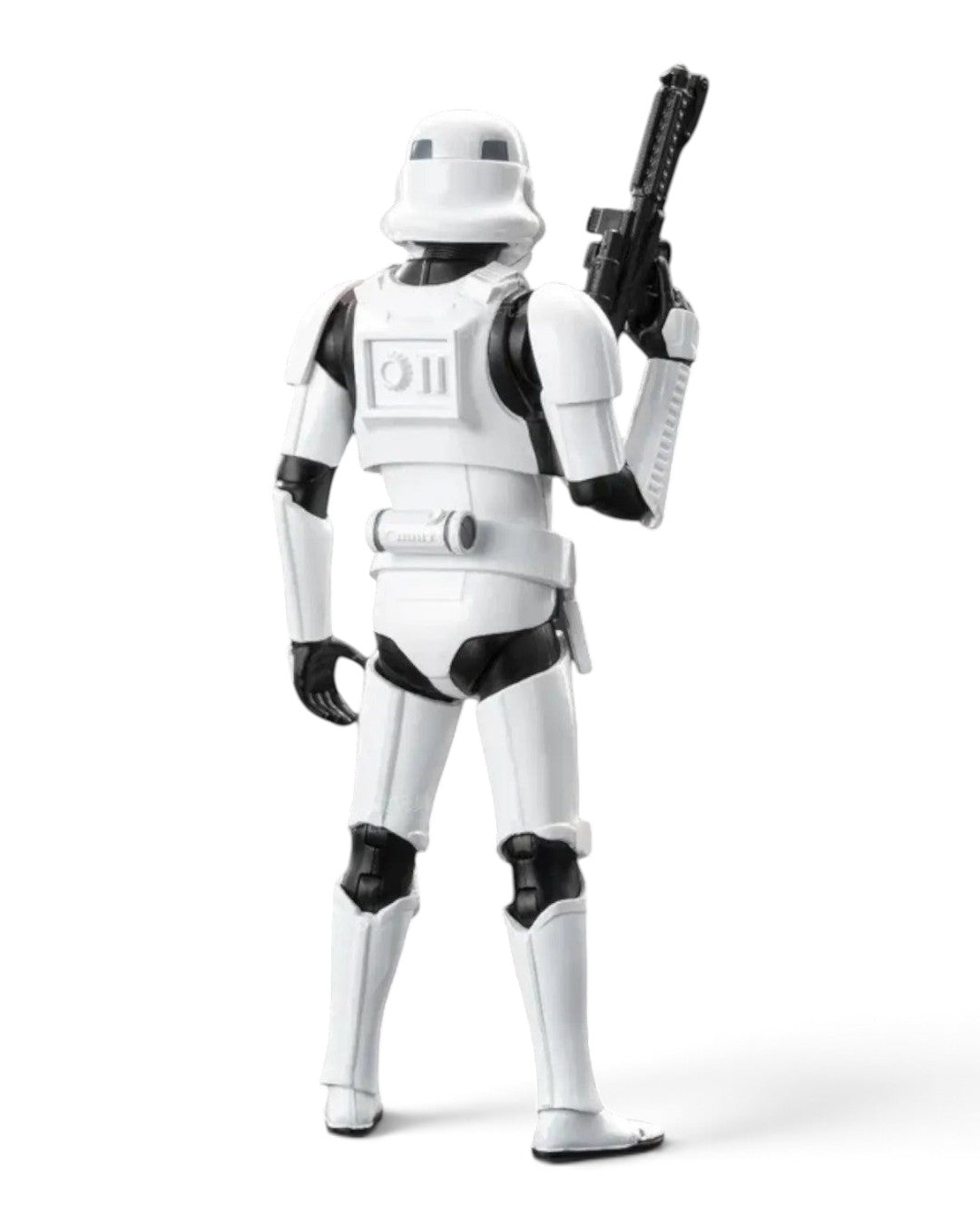 VaultifyUK ZD Toys 1/10 scale Stormtrooper action figure, rear view showing detailed white armour and black blaster.
