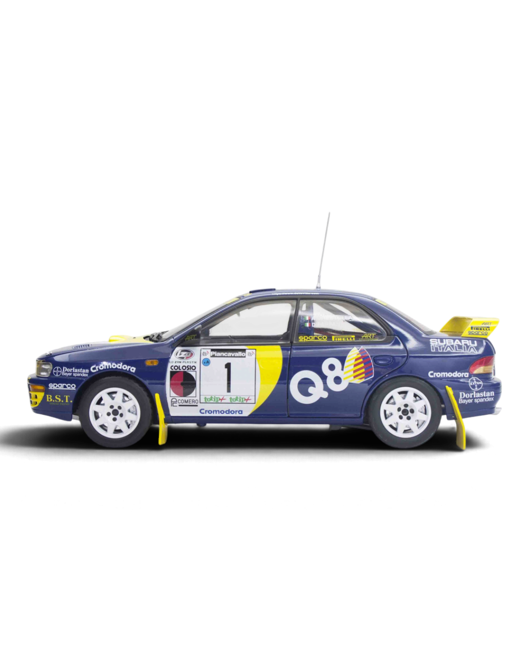 Sunstar 1:18 Subaru Impreza 555 #1 Dallavilla/Fappani, Rally Piancavallo 1998, side profile