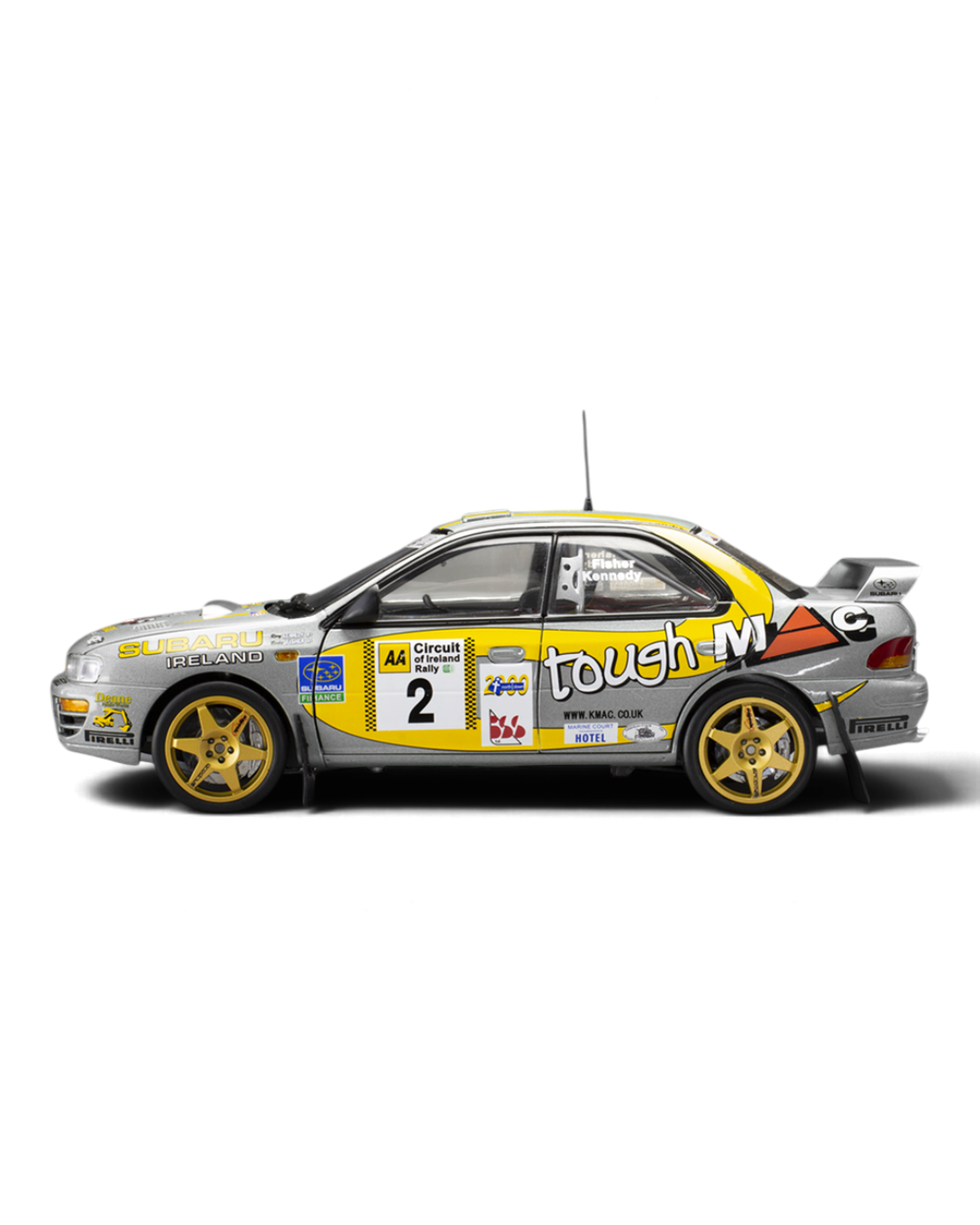 Sunstar 1:18 Subaru Impreza 555 #2 Fisher/Kennedy, 1999 AA Circuit of Ireland, side profile