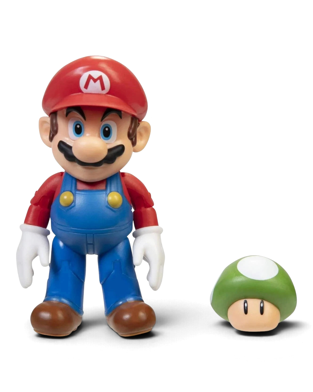 VaultifyUK 4-inch Super Mario action figure with a green 1-Up Mushroom accessory, featuring iconic character design.