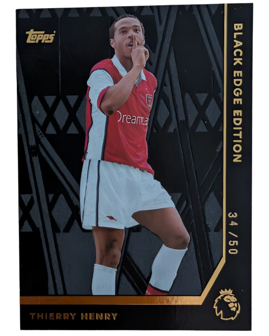 VaultifyUK Thierry Henry Topps Premier League 2025/26 Black Edge Edition trading card numbered 34/50