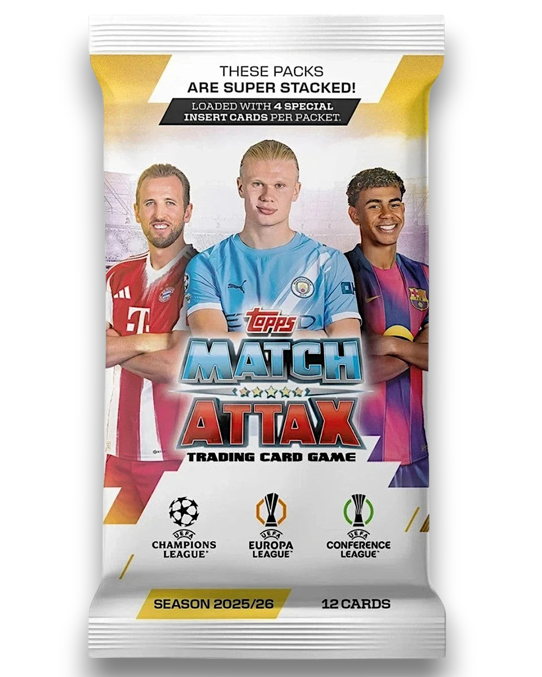 VaultifyUK sealed Topps Match Attax 2025/26 football trading card booster pack featuring star players