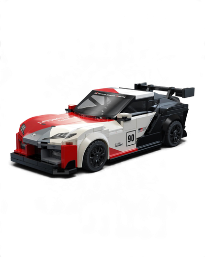 VaultifyUK CaDA Toyota GR Supra GT4 1:24 scale building set in red, white, and black with printed racing livery.