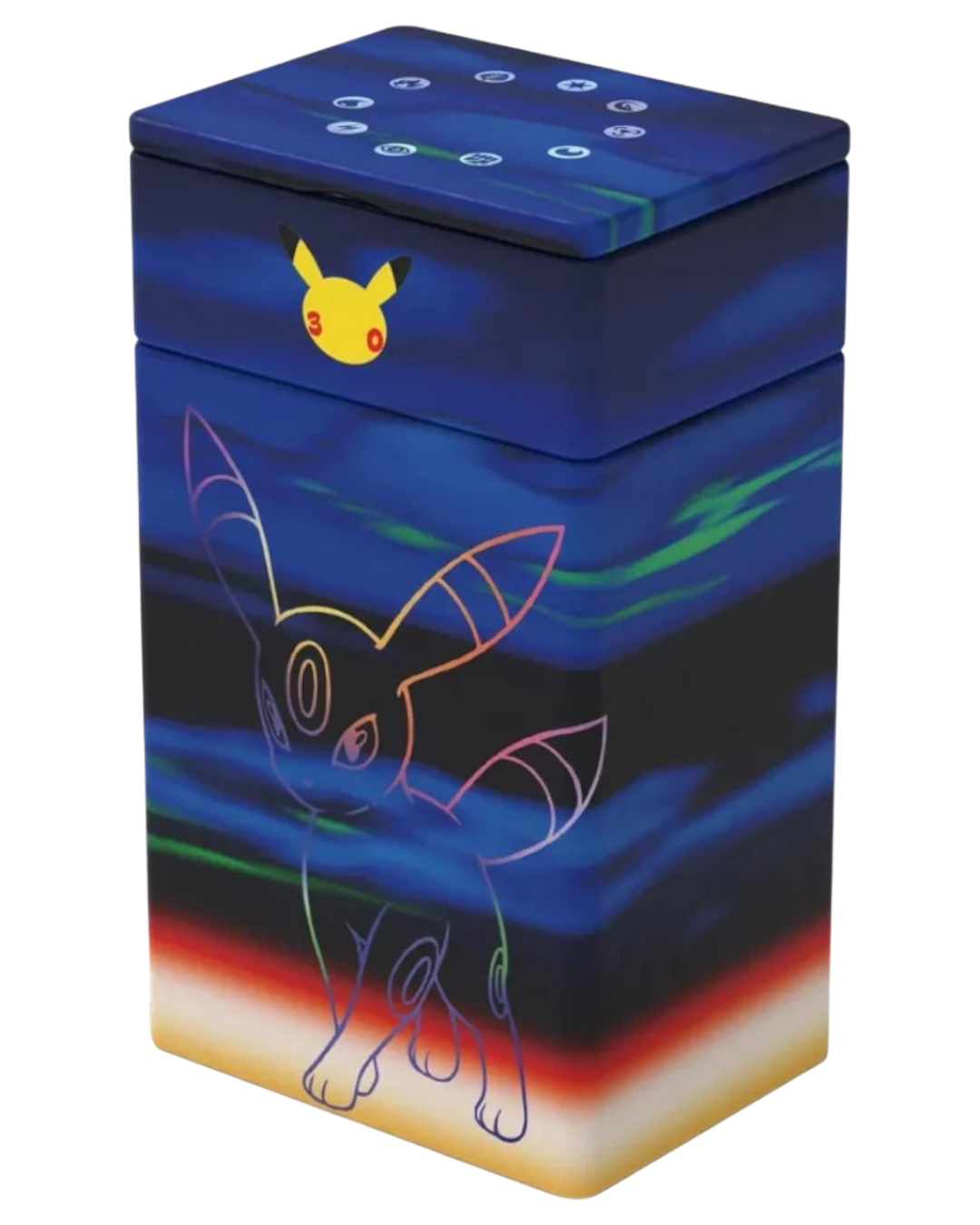 VaultifyUK Pokémon TCG 30th Celebration Umbreon ex metal deck box featuring a dark blue design and Umbreon graphic