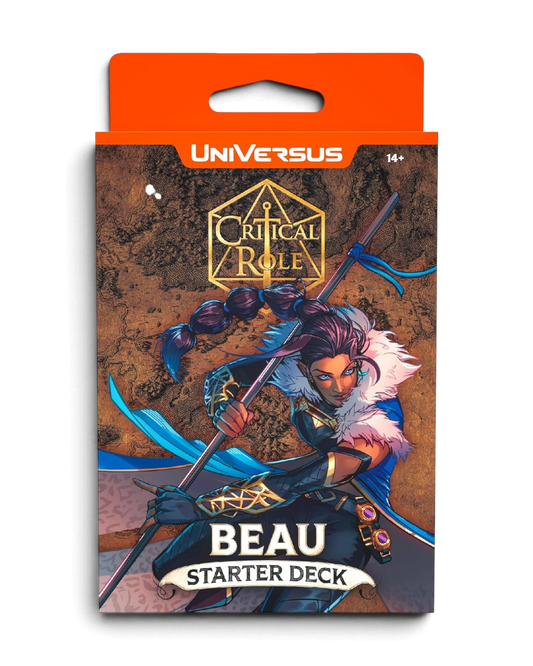 VaultifyUK UniVersus CCG Critical Role Beau starter deck box featuring artwork of the monk character with her staff.