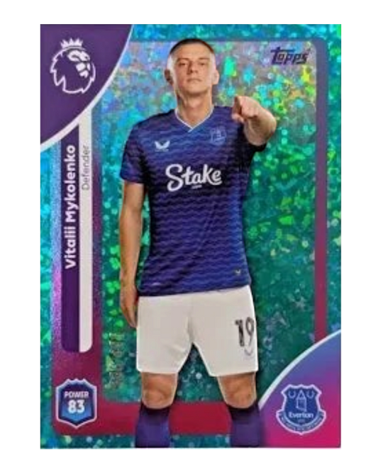 VaultifyUK 2025/26 Topps Premier League Vitalii Mykolenko Aqua Mojo parallel trading card numbered to 499