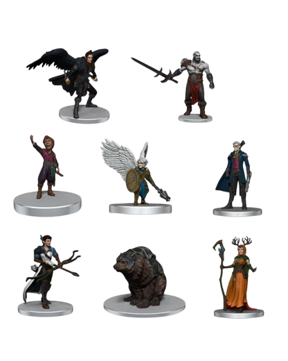 VaultifyUK Critical Role Vox Machina boxed set featuring eight pre-painted fantasy character miniatures on round bases