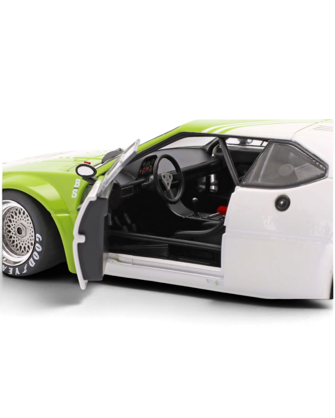 Werk83 1:18 BMW M1 Procar #5 Nelson Piquet 1980 with driver's door open showing the cockpit