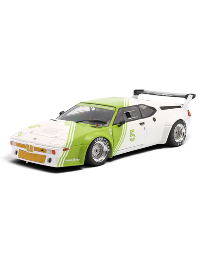 Werk83 1:18 BMW M1 (E26) Procar #5 Nelson Piquet, 1980, green and white BS Fabrications livery, front three-quarter view