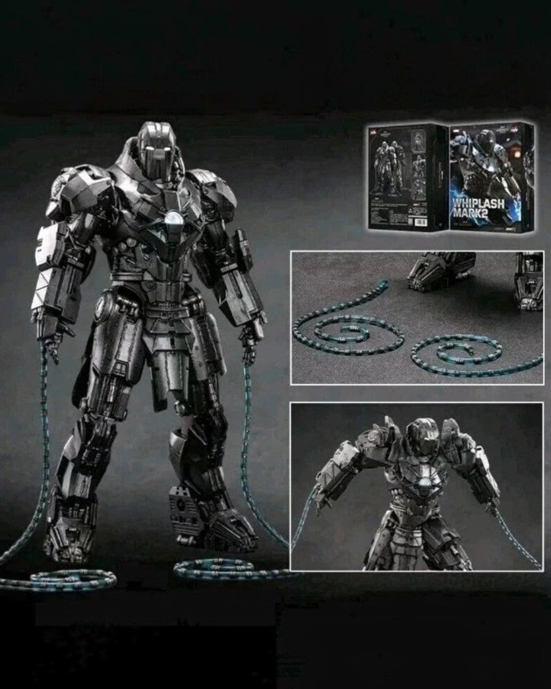 VaultifyUK ZD Toys Whiplash Mark 2 1/10 scale LED figure with electric whips, articulated armour, and display base.
