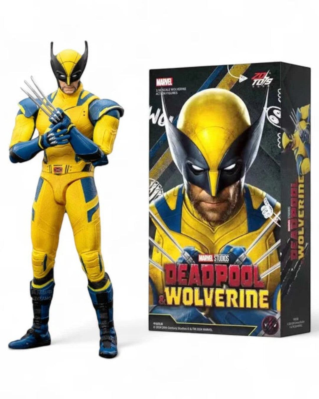 VaultifyUK ZD Toys 1/10 scale Wolverine action figure in yellow and blue suit with metal claws and display box
