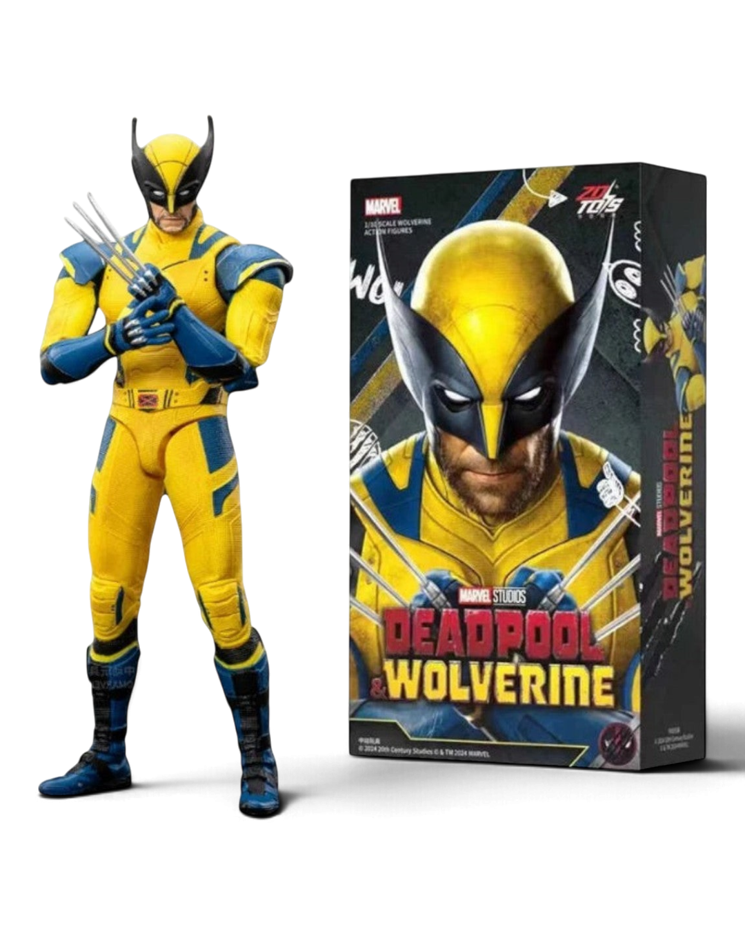 VaultifyUK ZD Toys 1/10 scale Wolverine action figure in yellow and blue suit with metal claws and display box
