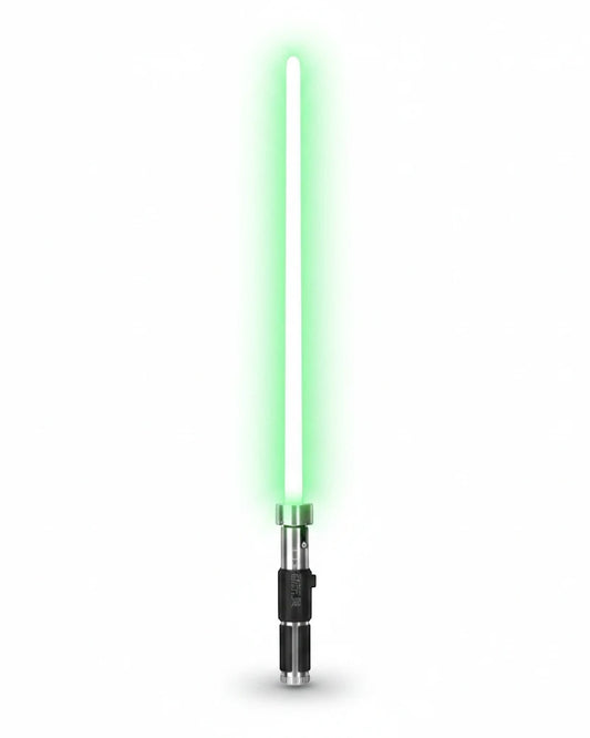 VaultifyUK ZD Toys Yoda lightsaber prop with a glowing green blade and silver and black hilt for Star Wars cosplay