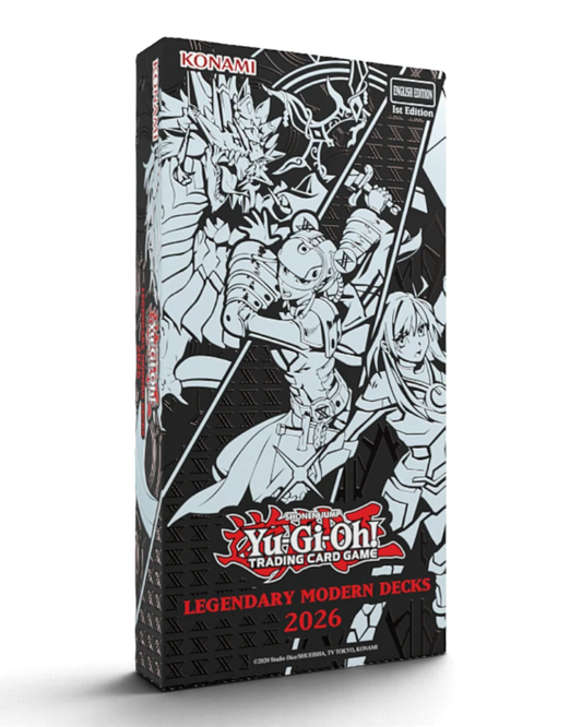 VaultifyUK Yu-Gi-Oh! Legendary Modern Decks 2026 box featuring Sky Strikers, X-Sabers, and Mitsurugi artwork.