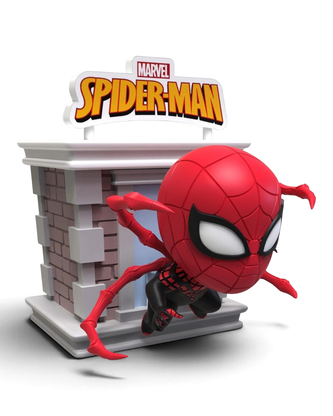 YuMe Hero Box Marvel Spider-Man Tower Series black and red Superior Spider-Man figure.