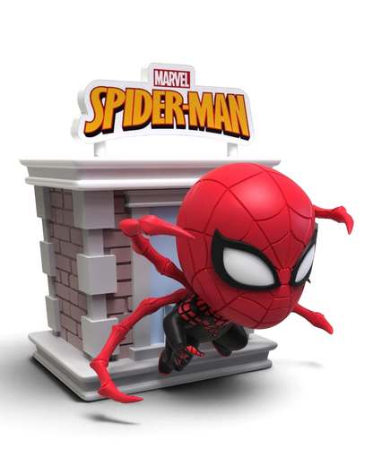 YuMe Hero Box Marvel Spider-Man Tower Series black and red Superior Spider-Man figure.