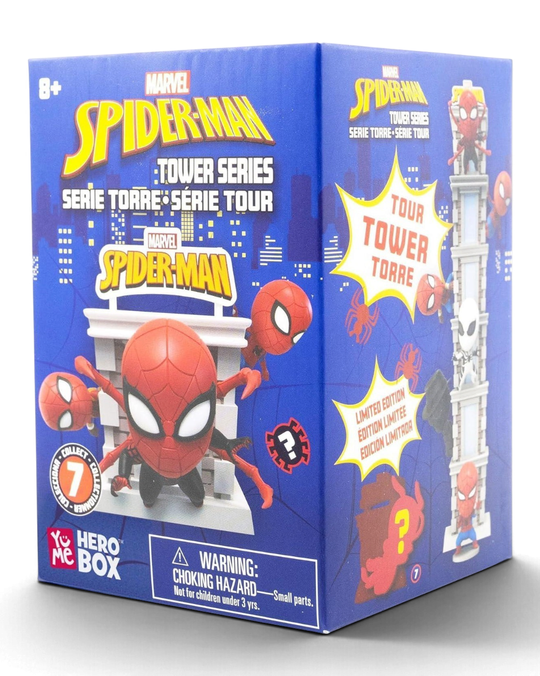 YuMe Hero Box Marvel Spider-Man Tower Series blind box packaging, collect 7 limited edition figures.