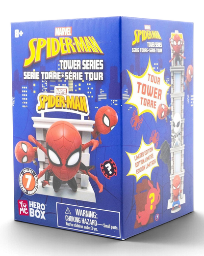 YuMe Hero Box Marvel Spider-Man Tower Series blind box packaging, collect 7 limited edition figures.