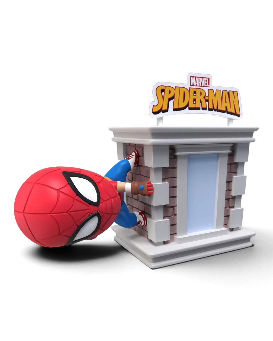 YuMe Hero Box Marvel Spider-Man Tower Series classic Spider-Man climbing the tower wall, upside down.